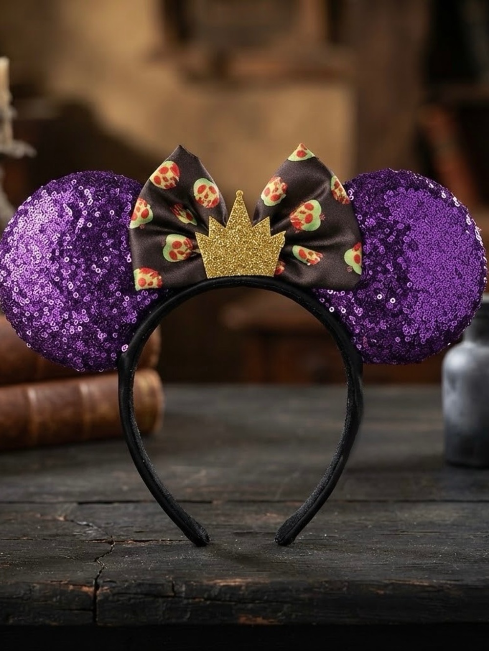 Disney Parks Evil Queen Poison Apple Minnie Ears Headband Halloween